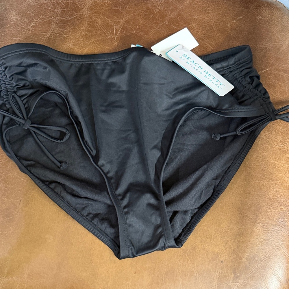 Beach Betty Black High-Waist Bikini Bottom with Side Ties